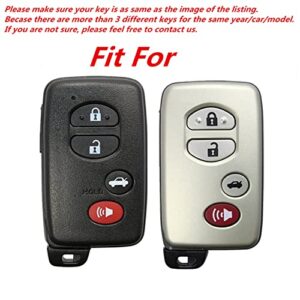 MJKEYAuto Black Leather 4 Buttons Remote Smart Key Fob Cover Case Chain for Toyota Avalon Camry Corolla Highlander Prius RAV4 Venza HYQ14ACX HYQ14AAB HYQ12ACX HYQ14AEM