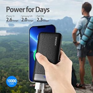 ENEGON 10000mAh Power Bank Fast Charging 12V/1.65A(PD 20W Max) with USB-C Wall Plug, Portable Chargers Slim Cell Phone External Battery Pack for iPhone 14 13 12 11 Pro Max Plus XR SE