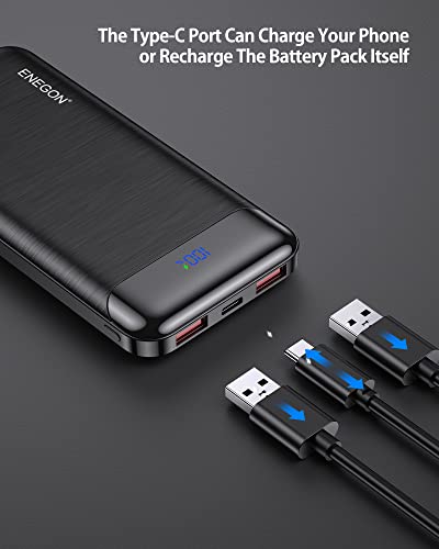 ENEGON 10000mAh Power Bank Fast Charging 12V/1.65A(PD 20W Max) with USB-C Wall Plug, Portable Chargers Slim Cell Phone External Battery Pack for iPhone 14 13 12 11 Pro Max Plus XR SE