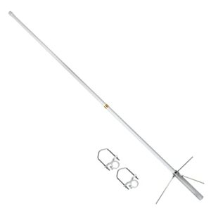 uayesok amateur base station antenna dual band uv 2meter 70cm fiberglass mobile radio antenna gmrs vertical base antenna 5.8′ 200w high gain for device repeater police scanner truck suv