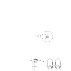 UAYESOK Amateur Base Station Antenna Dual Band UV 2Meter 70cm Fiberglass Mobile Radio Antenna GMRS Vertical Base Antenna 5.8' 200W High Gain for Device Repeater Police Scanner Truck SUV