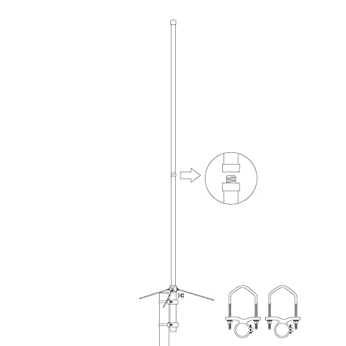 UAYESOK Amateur Base Station Antenna Dual Band UV 2Meter 70cm Fiberglass Mobile Radio Antenna GMRS Vertical Base Antenna 5.8' 200W High Gain for Device Repeater Police Scanner Truck SUV