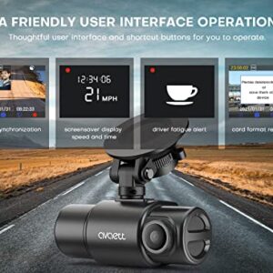 Dual 1080P Dash Cam, Built in WiFi GPS, Front and Inside Dashcams for Cars with Infrared Night Vision, Smart Dash Camera with Sony Sensor, Supercapacitor, Accident Record, Parking Mode Avaett D60