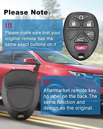 CAUORMOTE Keyless Entry Remote Car Key Fob for 2007-2014 Chevy Avalanche Suburban Tahoe Traverse 2007-2014 GMC Acadia Yukon Denali 2007-2014 Cadillac Escalade (OUC60270, OUC60221, 15913427), 2 Packs