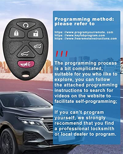 CAUORMOTE Keyless Entry Remote Car Key Fob for 2007-2014 Chevy Avalanche Suburban Tahoe Traverse 2007-2014 GMC Acadia Yukon Denali 2007-2014 Cadillac Escalade (OUC60270, OUC60221, 15913427), 2 Packs