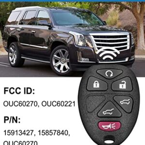 CAUORMOTE Keyless Entry Remote Car Key Fob for 2007-2014 Chevy Avalanche Suburban Tahoe Traverse 2007-2014 GMC Acadia Yukon Denali 2007-2014 Cadillac Escalade (OUC60270, OUC60221, 15913427), 2 Packs