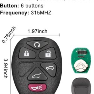 CAUORMOTE Keyless Entry Remote Car Key Fob for 2007-2014 Chevy Avalanche Suburban Tahoe Traverse 2007-2014 GMC Acadia Yukon Denali 2007-2014 Cadillac Escalade (OUC60270, OUC60221, 15913427), 2 Packs