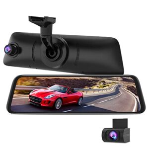 auto-vox v5pro oem look rear view mirror camera with neat wiring, no glare mirror dash cam front and rear, 9.35” full laminated ultrathin touch screen, dual 1080p super night vision car backup camera