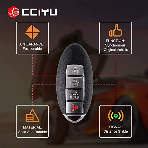 cciyu X 1 Flip Key Fob with Key Blade 4 buttons Replacement for 07 08 09 10 11 12 13 14 15 for Nissan Altima Maxima for Infiniti Q60 G35 G37 G25 Series with FCC KR55WK48903
