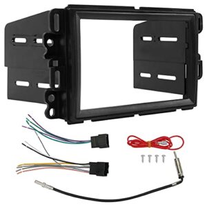 ecotric double din dash installation kit compatible with 2006-2014 buick chevrolet gmc pontiac saturn car radio stereo dash bezel wire harness antenna replacement for 95-3305