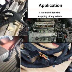 Taiss 4PCS Black 19mmX15m Automotive Wiring Harness Cloth Tape,High Temperature Insulation Tape, Wire Loom Harness Tape are Used for Noise Reduction.Cable Ties and Scissors are Included.F-003-19mm-4P