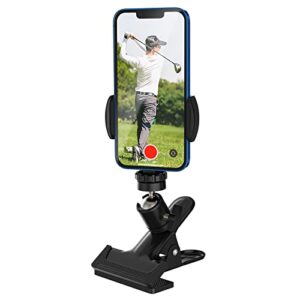 MoKo Phone Stand Golf Cart Mount, Cell Phone Holder Golf Analyzer Accessories for Recording Golf Swing Multi Angles Clip Holder for Live Streaming Photography Fits 4.7" - 6.8" Phones, Black