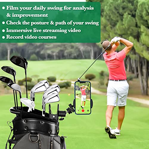 MoKo Phone Stand Golf Cart Mount, Cell Phone Holder Golf Analyzer Accessories for Recording Golf Swing Multi Angles Clip Holder for Live Streaming Photography Fits 4.7" - 6.8" Phones, Black