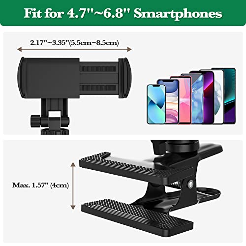 MoKo Phone Stand Golf Cart Mount, Cell Phone Holder Golf Analyzer Accessories for Recording Golf Swing Multi Angles Clip Holder for Live Streaming Photography Fits 4.7" - 6.8" Phones, Black