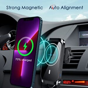 Mag-Safe Car Charger Mount, Auto-Alignment Air Vent Dashboard Magnetic Wireless Car Charger Mount for iPhone 13/13 Pro Max/13 Pro/13 Mini/iPhone 12 Pro Max/Pro/Mini iPhone 14 Series(with 18W Adapter)