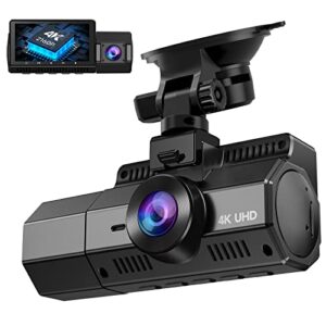 4k dual dash cam front and inside, veement dash car camera with gps, 2160p front+1080p inside rear camera for cars, sony starvis sensor, infrared night vision, 24h motion detection parking mode