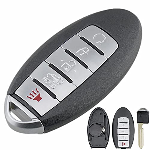 MJKEY New Keyless Entry 5 Buttons Remote Key Case Shell Fob for Nissan Altima Maxima Murano Pathfinder Infiniti JX35 Q50 Q60 QX60, Black, medium