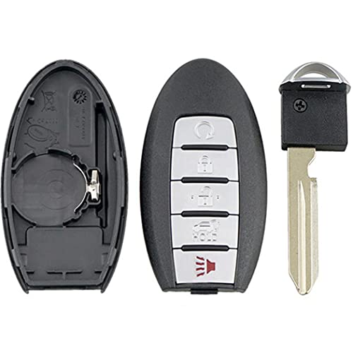 MJKEY New Keyless Entry 5 Buttons Remote Key Case Shell Fob for Nissan Altima Maxima Murano Pathfinder Infiniti JX35 Q50 Q60 QX60, Black, medium