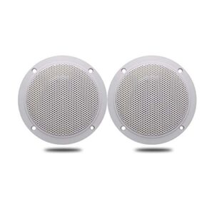 herdio 4 inches waterproof marine ceiling speakers with 160 watts power, handling for kitchen bathroom boat car rv camper motorcycle cloth surround and low profile design – 1 pair (white)