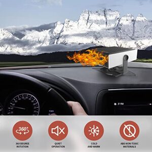 2023 Car Heater 12V Car Defogger Automobile Windscreen Fan,2 in 1 Power Fast Heating & Cooling Fan Defrost DefoggerHeat Rapidly Cold Car Space in 30 Seconds, Auto Defogger 360° Rotatable Heater