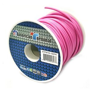 American Terminal ATPW16-100PK 16 Gauge Primary Wire, Pink