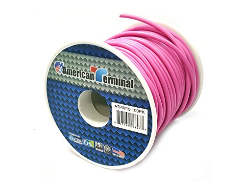 American Terminal ATPW16-100PK 16 Gauge Primary Wire, Pink