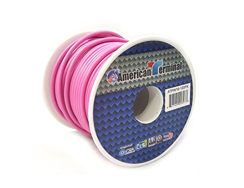 American Terminal ATPW16-100PK 16 Gauge Primary Wire, Pink