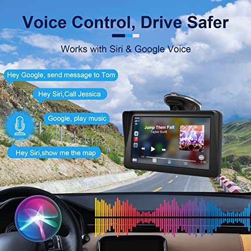 Portable Car Stereo for Apple Carplay - KECAG Wireless Android Auto, Bluetooth Carplay Screen, 7 Inch IPS Touch Screen, Handsfree, Compatible with Air Play, Mirror Link, FM/AUX/USB/TF, Car Navigation