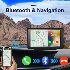 Portable Car Stereo for Apple Carplay - KECAG Wireless Android Auto, Bluetooth Carplay Screen, 7 Inch IPS Touch Screen, Handsfree, Compatible with Air Play, Mirror Link, FM/AUX/USB/TF, Car Navigation