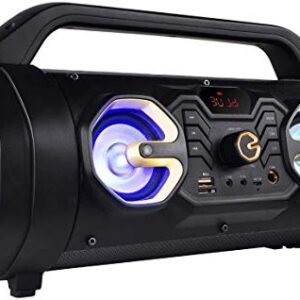 Boytone BT-16G Portable Bluetooth Boombox Speaker, Indoor/Outdoor, 25W, Loud Sound, Deeper Bass, EQ, 5" Subwoofer, 2 x 3 Tweeter, FM, 9H Playtime, USB, Micro SD, AUX, Microphone, Recording, LED Light