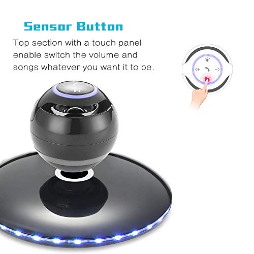 Infinity Orb Magnetic Levitating Speaker Bluetooth 4.0 LED Flash Wireless Floating Speakers with Microphone and Touch Buttons (Black)