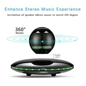 Infinity Orb Magnetic Levitating Speaker Bluetooth 4.0 LED Flash Wireless Floating Speakers with Microphone and Touch Buttons (Black)