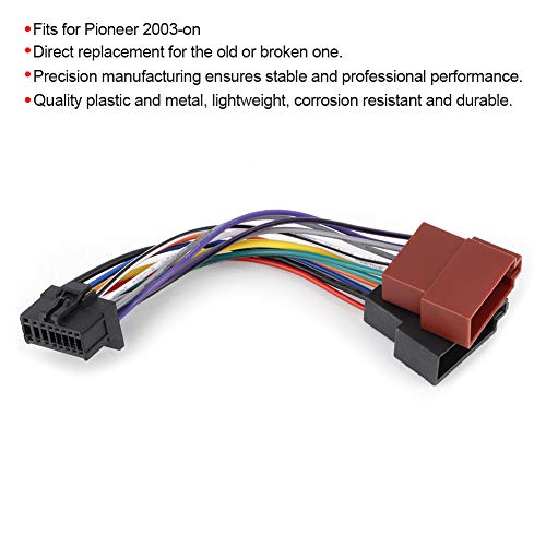 Fits for Pioneer 2003-on, KIMISS Wiring Harness Connector Car Stereo Harness 16pin Port to Mini ISO 8pin Plug Wiring Cable Radio Wire Harness