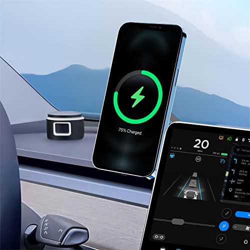 Magnetic Wireless Car Charger Mount, Magnetic Tesla Phone Mount Car Mount for Tesla Model 3 Model Y Fast Charging Wireless Charger Phone Mount for iPhone 14/13/12 Tesla Model 3 Y Accessories