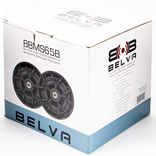 BELVA BBMS65B Pair of 6.5” 2-Way 400 Watt Peak Black Marine Coaxial Speakers for Marine/UTV/ATV/Motorcycle/Powersports