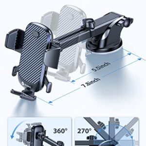 VICSEED Auto Lock Phone Mount for Car [Super Strong Suction & No fall] Car Phone Holder Mount Adjustable Long Arm Hands Free Cell Phone Holder Car Windshield Dashboard Vent for All Phones & Thick Case