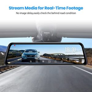 AUTO-VOX T9 OEM Look Rear View Mirror Backup Camera with Neat Wiring, 9.35''Full Touch Screen Stream Media Monitor with Back Up Camera System, 1080P Super Night Vision Reverse Camera for Car/Trucks