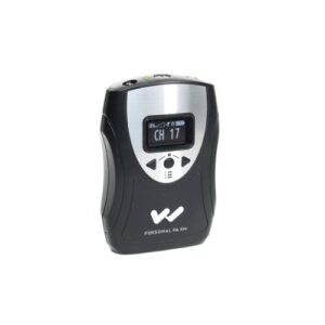 williams sound ppa t46 personal pa body-pack transmitter, black/silver, 1.25″ oled interface displays (master & aux volume level, mic mute, settings lock, battery level)