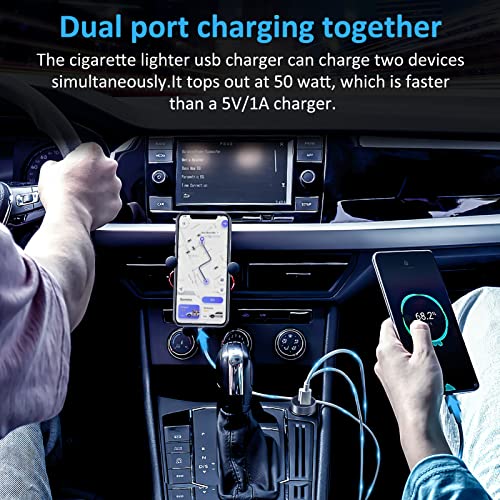 XDO USB C Car Charger, 50W 2-Port Fast Charging with USB C Power Delivery, Compatible for iPhone 13/12/11/X/XS/8/Pro/Max/Mini, iPad Pro/Air/Mini, Samsung Galaxy S22/S21/S10, Pixel/Nexus and More