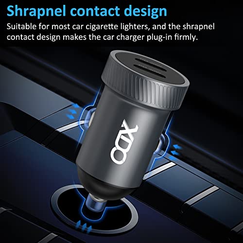 XDO USB C Car Charger, 50W 2-Port Fast Charging with USB C Power Delivery, Compatible for iPhone 13/12/11/X/XS/8/Pro/Max/Mini, iPad Pro/Air/Mini, Samsung Galaxy S22/S21/S10, Pixel/Nexus and More