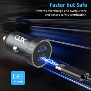 XDO USB C Car Charger, 50W 2-Port Fast Charging with USB C Power Delivery, Compatible for iPhone 13/12/11/X/XS/8/Pro/Max/Mini, iPad Pro/Air/Mini, Samsung Galaxy S22/S21/S10, Pixel/Nexus and More