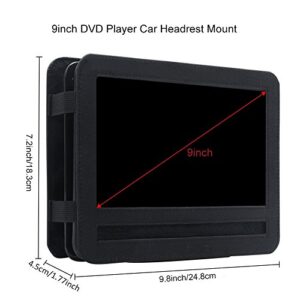 Portable Car DVD Player Headrest Mount Holder, 9-9.5inch Swivel and Flip Car DVD Holder Case Strap DVD Player Mount