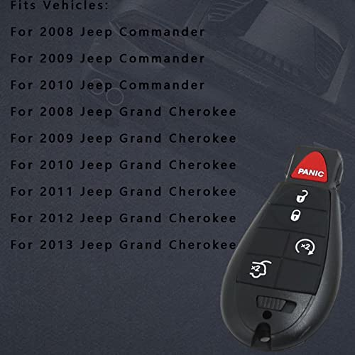 2X 5-Buttons Keyless Entry Remote Key Fob Replacement Fit for Jeep Grand Cherokee 2008 2009 2010 2011 2012 2013