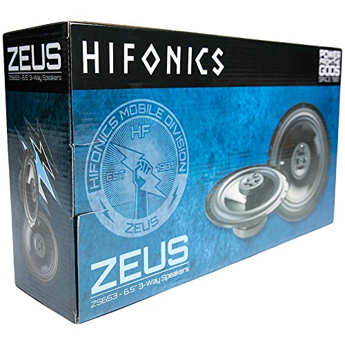 Hifonics ZS653 Zeus Coaxial Car Speakers (Black, Pair) – 6.5 Inch Coaxial Speakers, 300 Watt, 3-Way Car Audio, Passive Crossover, Sound System (Grills Included)