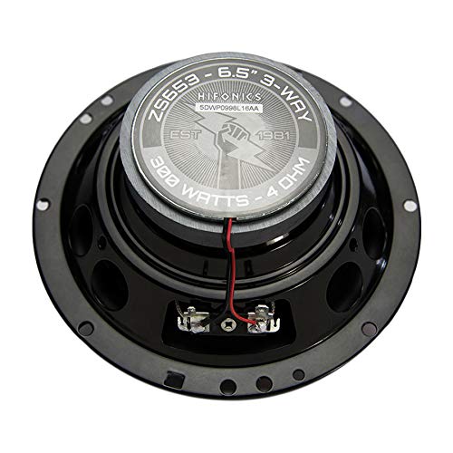 Hifonics ZS653 Zeus Coaxial Car Speakers (Black, Pair) – 6.5 Inch Coaxial Speakers, 300 Watt, 3-Way Car Audio, Passive Crossover, Sound System (Grills Included)