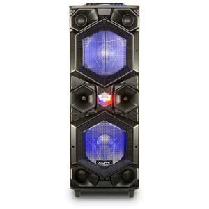 dolphin sp-155bt party station 7000 watt standing all purpose portable speaker with dual 15 inch woofers and sound activated blue led lights