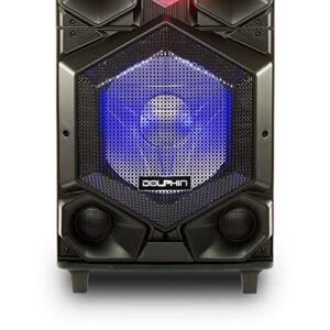 Dolphin SP-155BT Party Station 7000 Watt Standing All Purpose Portable Speaker with Dual 15 Inch Woofers and Sound Activated Blue LED Lights