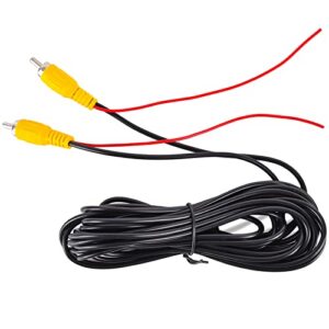camecho upgraded rca video cable for monitor and backup rear view camera connection (49.12ft / 15m), av extension cable with yellow rca video power cable
