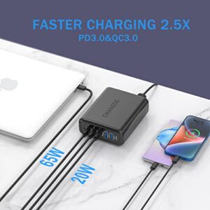 USB C Fast Charger, CHANEDE 120W Compact 5 Port USB C Charging Station,Laptop Portable USB C Wall Charger PD Adapter 3 USB C and 2 QC USB A for Notebook MacBook Pro/Air, Galaxy, iPhone, Dell XPS IPad