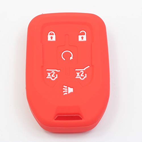 Btopars 2pcs 6 Buttons Smart Key Fob Cover Case Remote Protector Skin Keyless Jacket Holder Compatible with Chevrolet Suburban Tahoe 2015 2016 2017 2018 2019 2020 GMC Yukon 13580802 Black Red